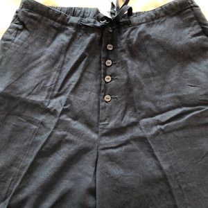 Sz 10 TALL  100% LINEN PANTS BUTTON FRONT NAVY BLUE NWT